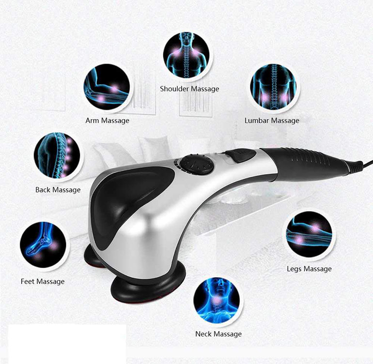 Double Head Electric Full Body Massager Neck Back Leg Massage Machine Variable Speed Far Infrared Handheld Body Massage Hammer