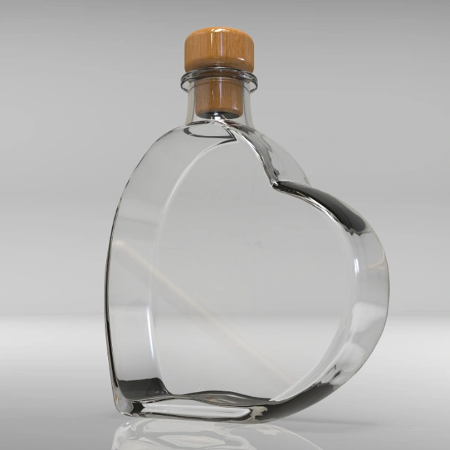 Hot-Selling Luxury Wine Heart-Shaped Glass Bottles with Cork for Vodka