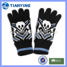winter acrylic knitted pirate skull pattern gloves