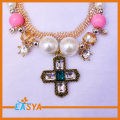 Multi Chains Pearl Accessory Vintage Cross Pendant Bracelet