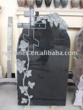 cross black granite gravestones statues
