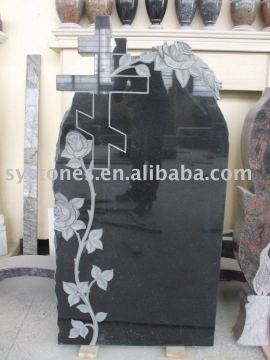 cross black granite gravestones statues