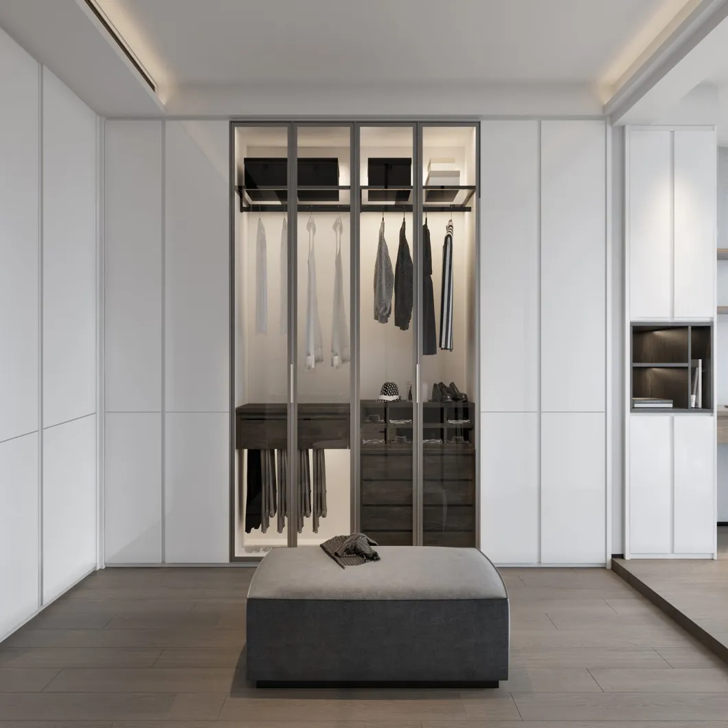 Modern and Simple MDF Bedroom Wardrobe with Tall Cabinet Design