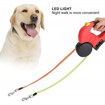 Laisse à double tête en laisse de chien rétractable LED