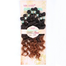 Adorable cheap premium fiber dida curly 8pcs hair weave,Angie mixed two tone color synthetic hair extensions for black