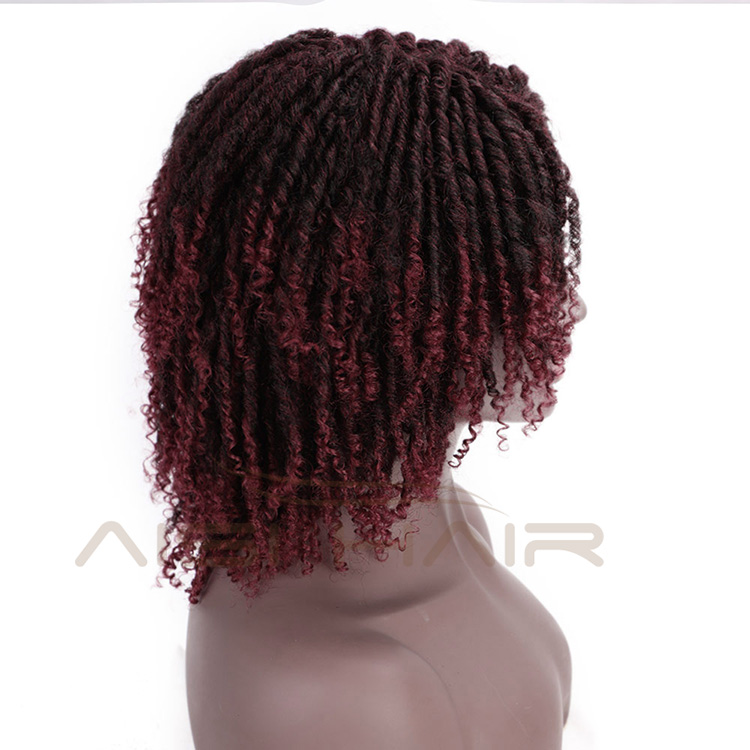 Aisi Hair Ombre Black Bug 14 Inch Wig Crochet Braids Wigs Soft Dreadlocks Hair High Temperature Fiber Short Wigs