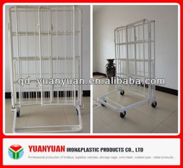 4 sides foldable mesh material handling trolley/Heavy duty material handling trolley