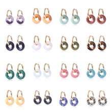 Gemstone 20MM Abacus Beads Hoop Earrings Natural Stone Abacus Beads Dangle Drop Earring with Stainless Steel Hook for Women