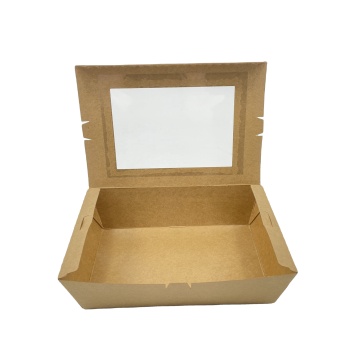 Custom logo kraft paper box with window 1000ml