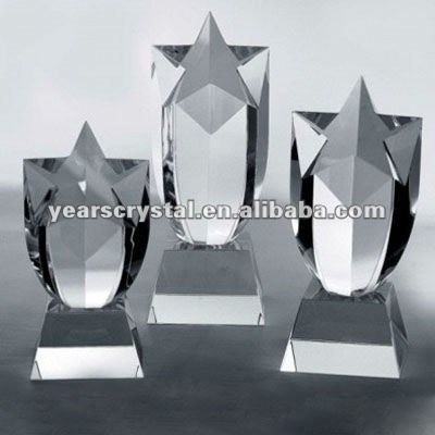 New designs crystal glass star trophy awad for events