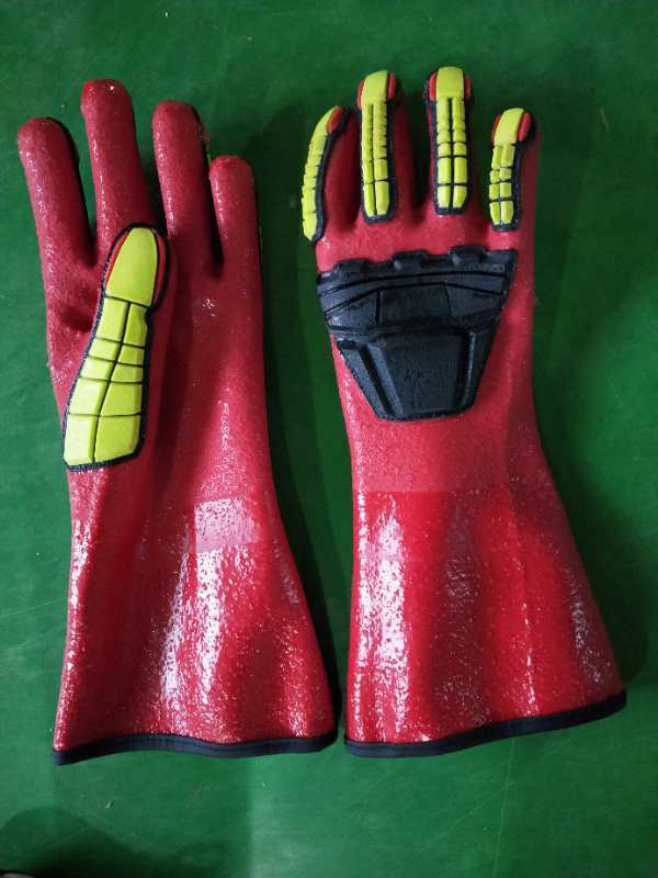 TPR on long cuff PVC anti impact construction work industrial chemical gloves