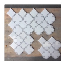 Unique Waterjet Arabesque Marble Mosaic with Backside Fiber Net