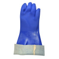 青いPVC砂質仕上げ暖かい手袋