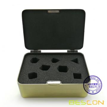 Bescon Deluxe Heavy Duty Caja de dados de metal de latón para 7pcs Set de dados poliédricos RPG