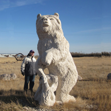 Natural marble statue of outdoor large marble bear stone statue