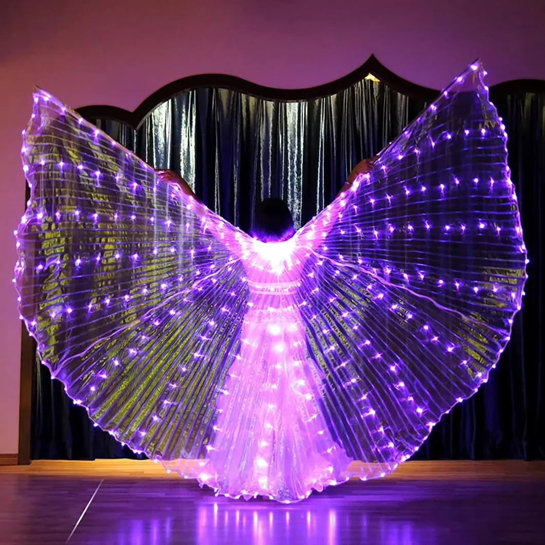 Light up LED Isis Wings Belly Dance Carnival Rave Costumes Outfitsfor Women Adults for Christmas Halloween Party