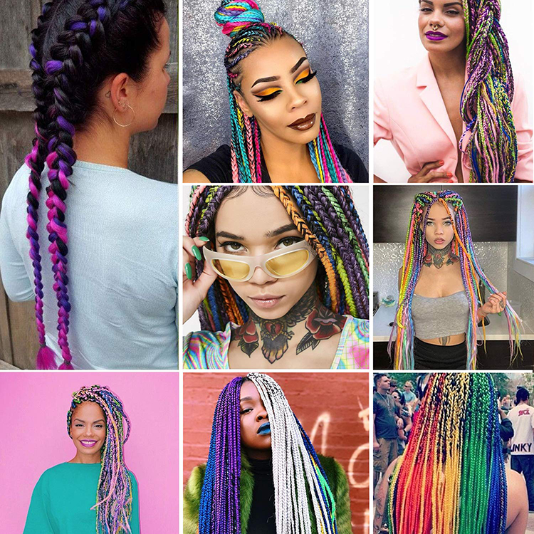 Ombre Jumbo Synthetic Braiding Hair Crochet Mix Colorful Synthetic Hair Extensions Jumbo Crochet Braids