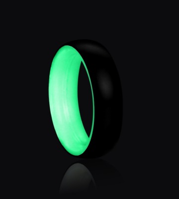 2016 new arrival mens titanium wedding band ring black carbon fiber glow ring fashion jewelry