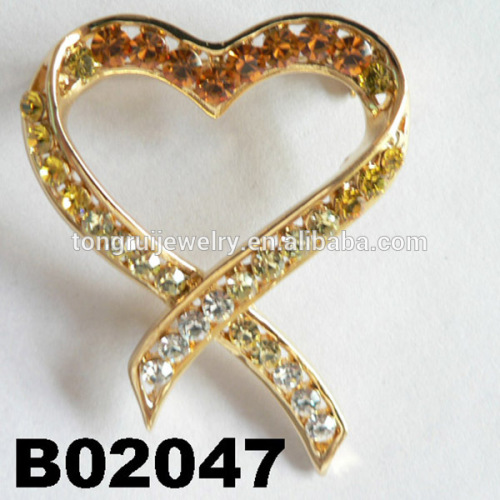 Unique cheap collar shape gold rhinestone crystal brooch