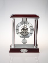 Large Mahogany & Silver Skeleton Clock