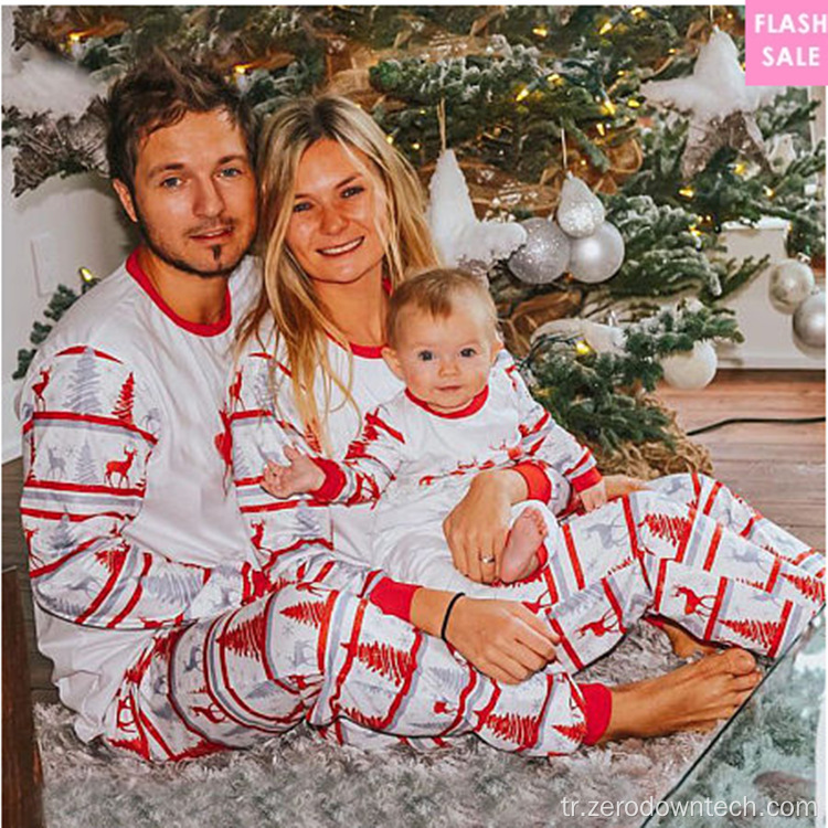 Noel Baskı Aile Kutup Ayısı Noel Pijamaları