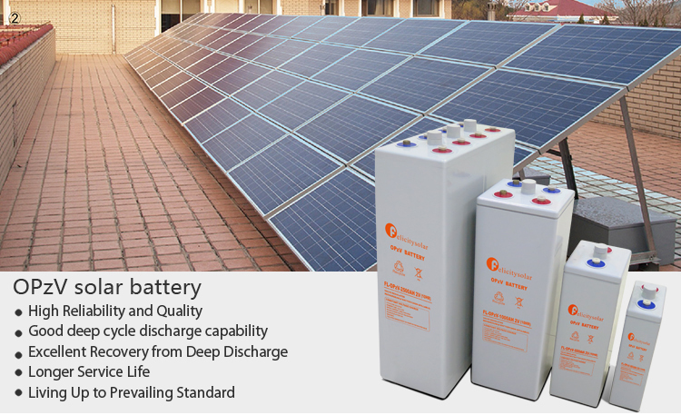 Guangzhou battery supplier rechargeable OPzV 2V 200Ah solar battery