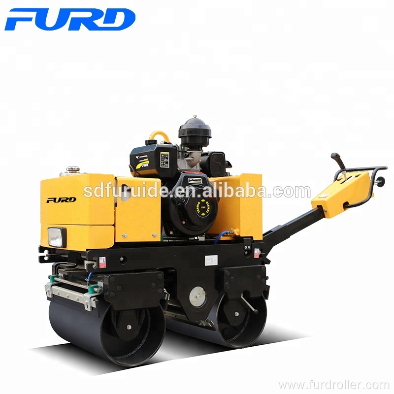 Mini road roller for laying asphalt walking double drum vibratory road compactor(FYL-800C)