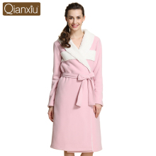 Qianxiu sleepwear heaavy winter wholesale polyester bathrobe