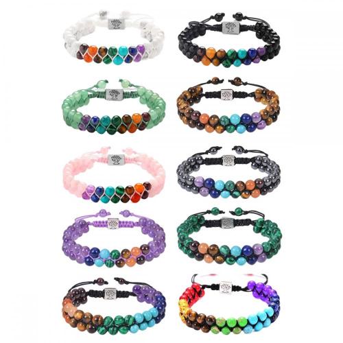 Piedra natural 7 Chakra Healing Reiki Quartz Bracelet Gemstone Amethyst 6 mm Beads redondos Pulseras tejidas hechas a mano ajustables