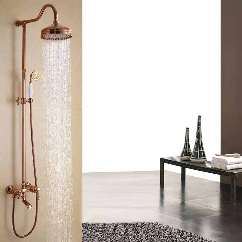 Wall-mounted bathroom shower set rain shower antique brass shower faucet set