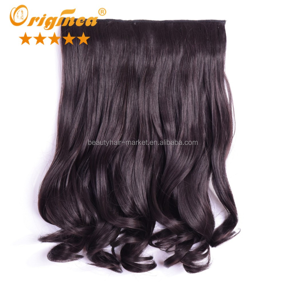 Wholesale price good synthetic hair weaves on clips in synthetic hair extension Emma color 4#