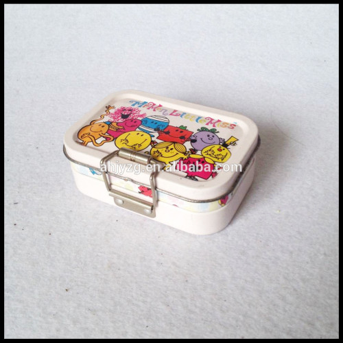 metal material hinge storage boxes with lock for kids gift