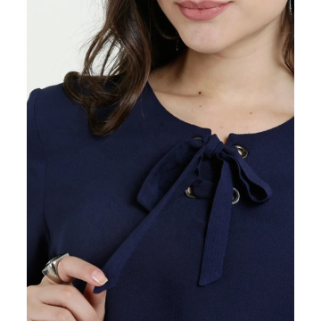 Hot rea Solid Color Bowknot Pullover Chiffong Toppar