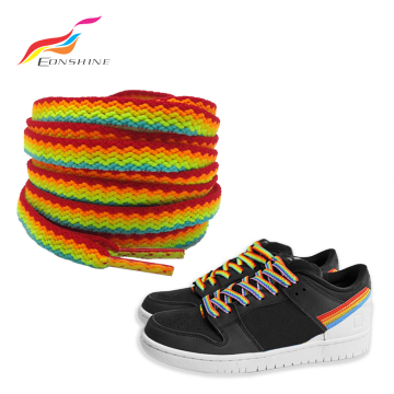 Rainbow Shoelaces: Fashionable and Durable Polyester Braided Laces for Sneakers