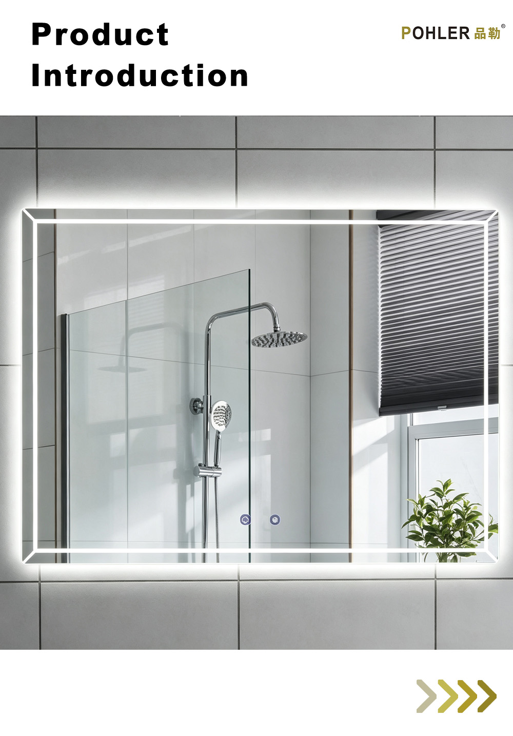 D024 Зеркало для ванной комнаты с двойной рамой и светодиодной подсветкой X D024 Double Frame LED Bathroom Mirror X