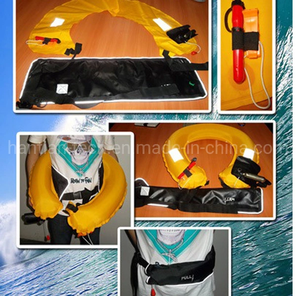 Inflatable Belt Floating Aid Orange Lifesaving Ring