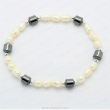oval shaped pearl hematite bracelet