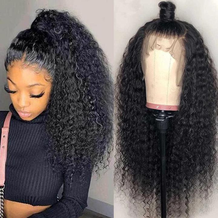 360 Frontal Closure Brazilian Remy Human Hair Deep Curly Weft Weave Preplucked 360 Lace Front Wigs