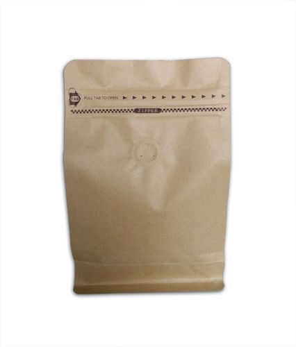 gusset sisi bawah datar Kraft Paper Coffee Bag