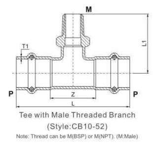 tee with male end p