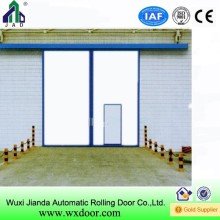 sliding door used in the big warehouse POP in Qatar|windproof sliding door with small door on it