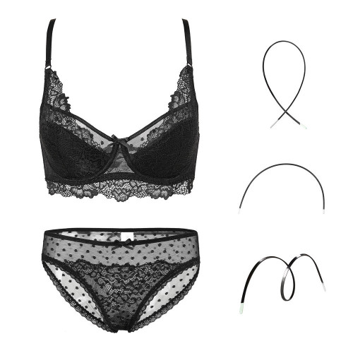 Ensemble de sous-vêtements soutien-gorge pour femmes légèrement push up 2 pièces avec fils à mémoire et bonnets coupés-cousus