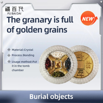 Boîte funéraire d'entrepôt complet à grains dorés en cristal