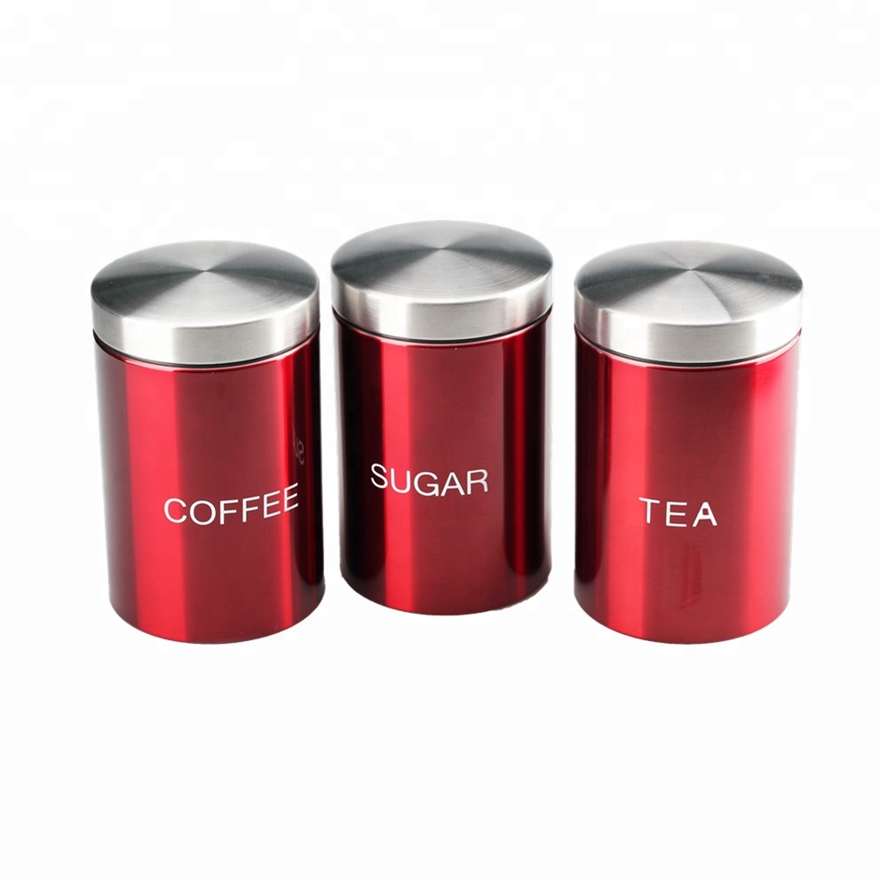 Set Of Stainless Steel Storage Jars Canisters