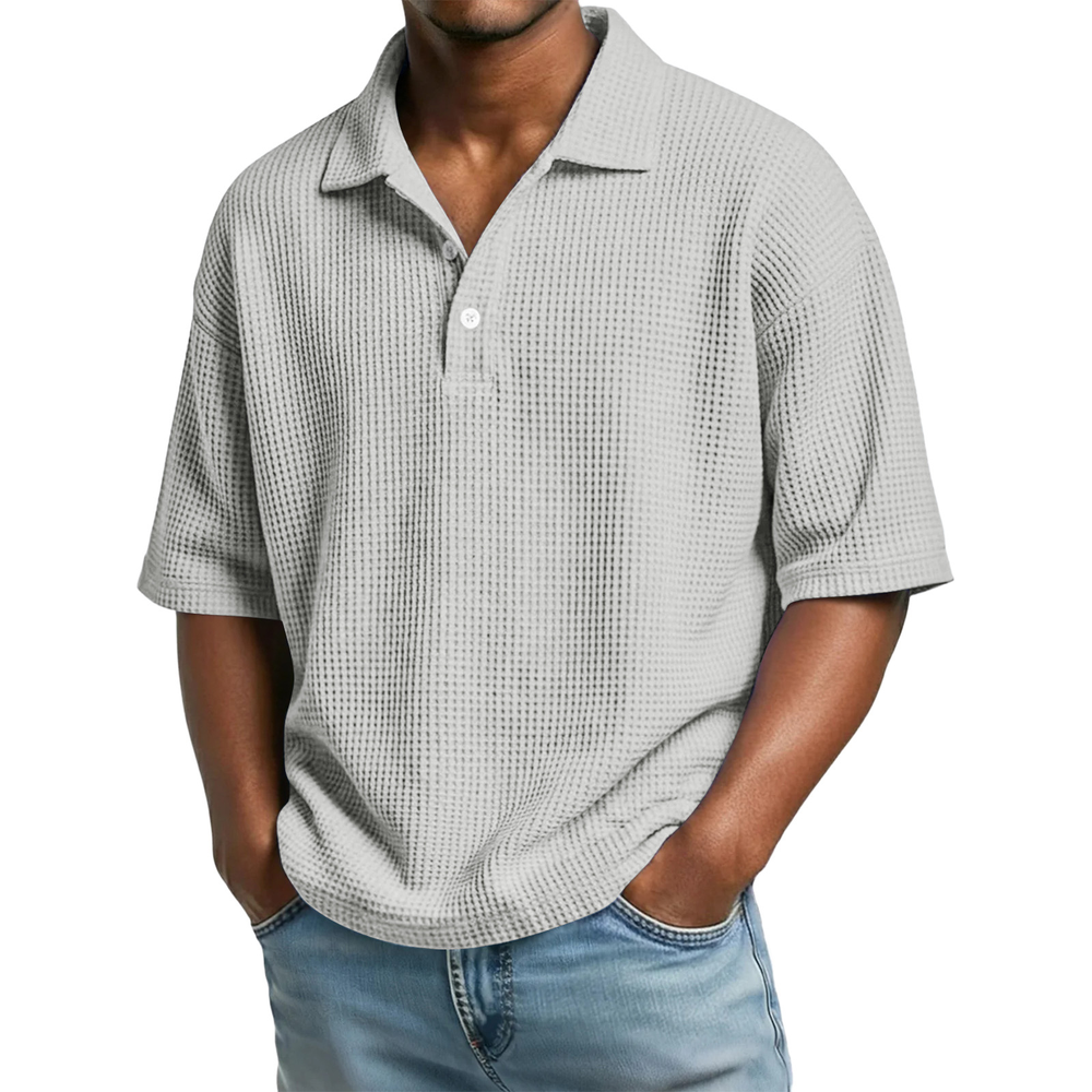 Популярная мужская однотонная повседневная футболка с лацканами Hot-selling Mens Solid-color Casual Lapel T-shirt