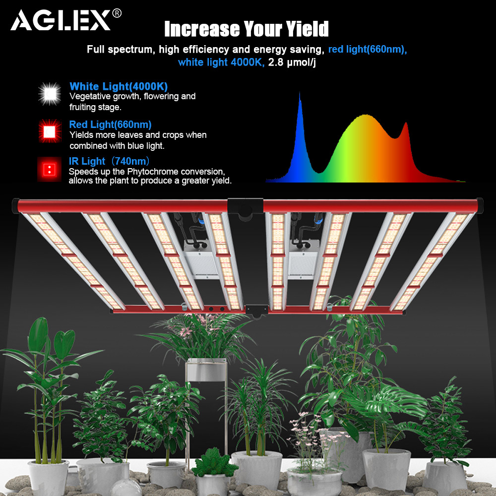 AGLEX 240W 320W 400W 650W 800W 1000W Pflanzen Vollspektrum LED Wachsen hellblau rot