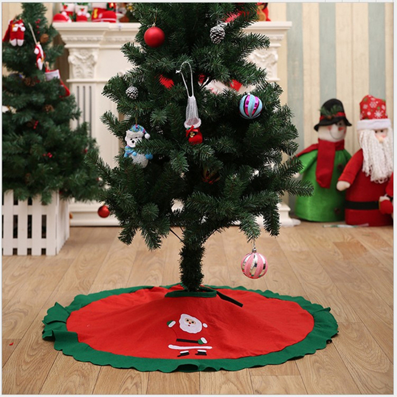 1Pc 90x90cm Christmas Tree Skirt Santa Claus Snowman Non-woven Fabric Tree Skirt New Year Decor Christmas Decorations For Home