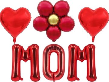 Red daisy Mother's Day aluminum foil balloon