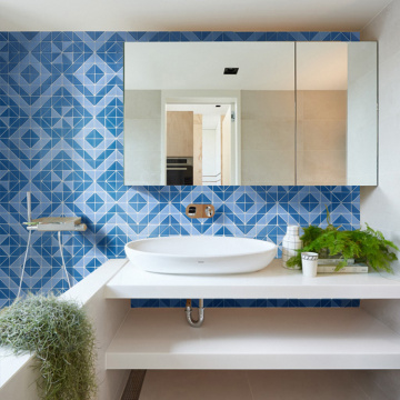 Blue Pool Mosaic Kitchen Backsplash Triangle Glass Tiles