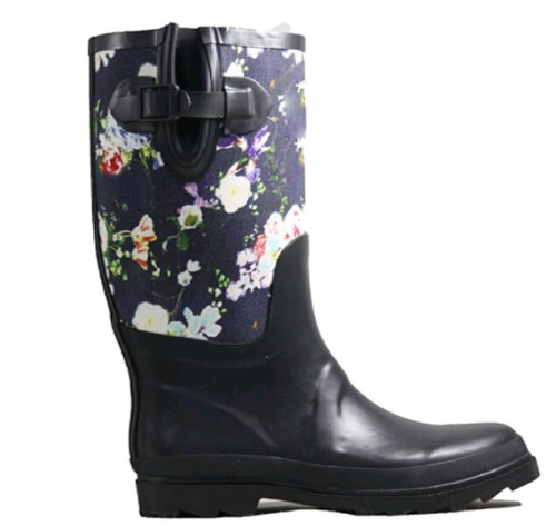 Best Selling women flower Neoprene half rain boots